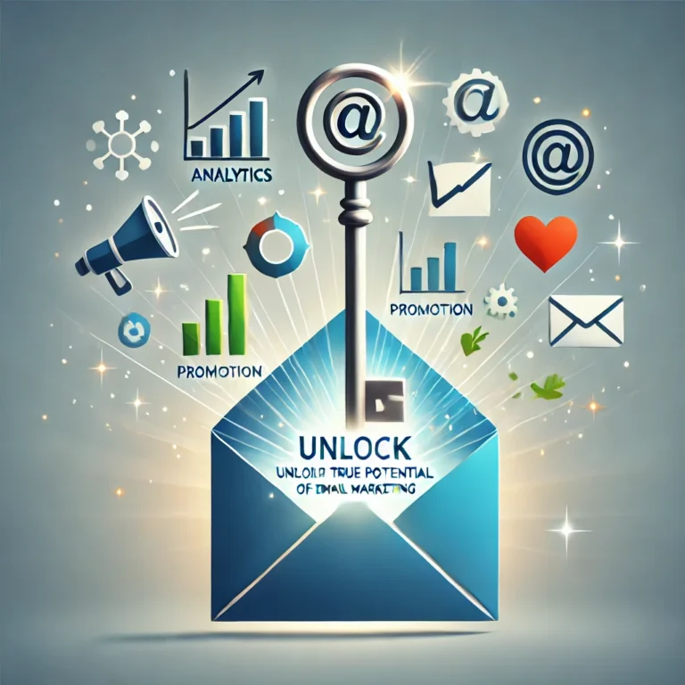 An icon symbolizing unlocking the true potential of E-mail Marketing, featuring an envelope with a notification icon, representing personalized communication and lead nurturing.
